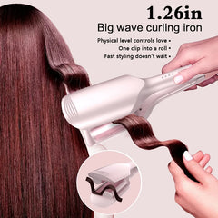 Anti-Scald 32mm Water Ripple Curling Iron – Large Wave Hair Styler (4 Temps)