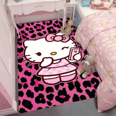 Hello Kitty Red Leopard Floor Rug – Cute Bedroom & Living Room Mat