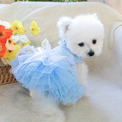 Sky Blue Waltz Pet Dress – Summer Wedding Princess Outfit for Dogs & Cats
