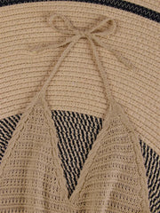 Knit Halter V-Neck Mini Dress – Side Cross Straps Beach Cover-Up (2025)
