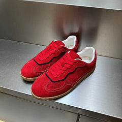 AUTUSPIN 5 Colors Women Flats Sneakers Four Season Leisure Shoes Cow Suede Leather Ladies Skateboarding Shoes Outdoor Size 35-40