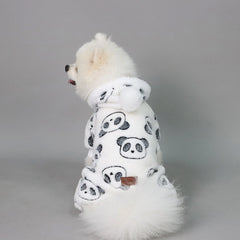Plush Dog Pajamas – Cute Panda Fleece Onesie for Small Dogs Winter Warm Outfit