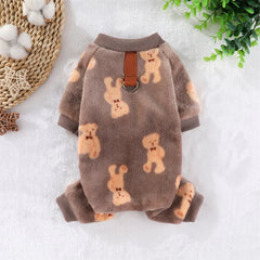 Winter Warm Fleece Dog Jumpsuit – Plush Pajamas for Small Dogs  Description: