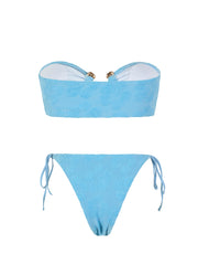 Tie-Side Shiny Ring Bandeau Bikini – Women’s Padded Low-Waist Swimsuit 2025