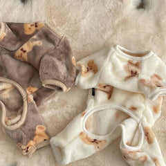 Plush Fleece Pet Jumpsuit – Warm Winter Pajamas for Small & Medium Dogs or Cats