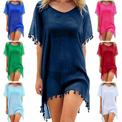 Loose-Fit Cotton Tunic Cover-Up – Women’s Swim T-Shirt Dress