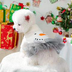Christmas Snowman Pet Dress – Winter Princess Outfit for Dogs & Cats