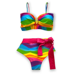 2025 Floral Ruffle Bandage Bikini Set – Women’s Push-Up Two-Piece Swimsuit