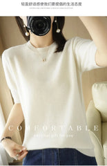 Women’s Short Sleeve Slim Fit Knitted Sweater – Camel & Pink