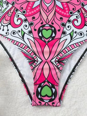 Retro Printed Push-Up One-Piece Swimsuit – Women’s 2025 Sexy Vintage Swimwear