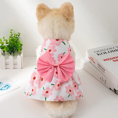 Summer Flower Dog Dress 🌸 Cooling Bowknot Outfit for Small Dogs & Cats