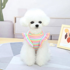 Striped Ruffle Pet Dress – Sweet Summer Vest Outfit for Small Dogs & Cats
