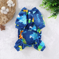 Winter Warm Fleece Dog Jumpsuit – Plush Pajamas for Small Dogs  Description:
