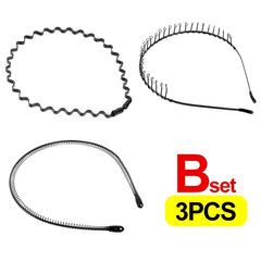 1/6PCS Metal Wavy Hair Bands – Unisex Black Head Hoop