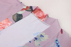 Peacock Print Beach Kimono – Self-Belted Swimsuit Cover-Up Wrap Dress