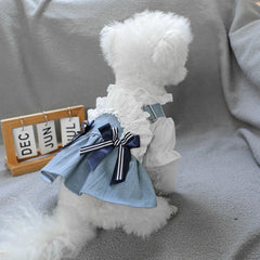 Sea Breeze Denim Pet Dress 🌊 Summer Blue Outfit for Dogs & Cats