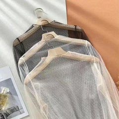 Women’s See-Through Lace Top – Transparent Long Sleeve Mesh Tee