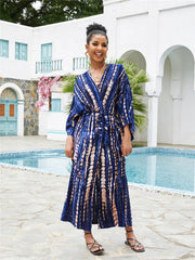 Long Tie-Dye Kimono Cover-Up – Open Front Beachwear for Women