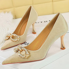 Luxury Women 7cm High Heels Wedding Replica Pumps Lady Luxury Designer Metal Chain Buckle High Heels Stiletto Women Dress Shoes