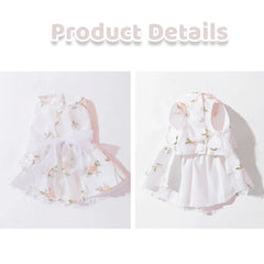 Fashion Print Summer Dog Dress 🌸 Sweet Bow Princess Outfit for Small Dogs & Cats