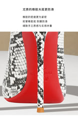 Fashionable new snake patterned high heels for women, slim heels, sexy, shallow mouth, niche temperament, pointed single shoes