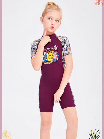 Cartoon Unicorn Girls One-Piece Swimsuit – Kids Quick-Dry Bathing Suit 2–12 Years