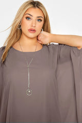 Plus Size Women’s Loose Cape Blouse – 3/4 Sleeve Summer Tunic