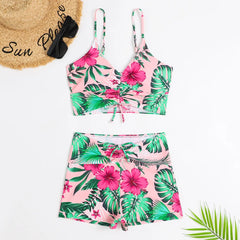 Floral High-Waist Bikini Set – Women’s Push-Up Two-Piece Swimsuit