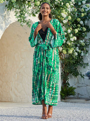 Long Tie-Dye Kimono Cover-Up – Open Front Beachwear for Women