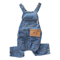Dog Denim Jumpsuit – Cotton Puppy Outfit for Small & Medium Dogs & Cats