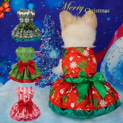 Snowflake Christmas Pet Dress 🎄 Adjustable Holiday Princess Outfit for Dogs & Cats