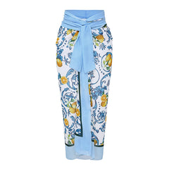 Flaxmaker Lemon Print Bikini Set – Women’s Push-Up Tie-Shoulder Swimsuit 2025