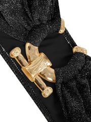 Tie-Side Shiny Ring Bandeau Bikini – Women’s Padded Low-Waist Swimsuit 2025