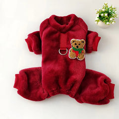 Fleece Warm Pet Clothes – Winter Dog Jumpsuit Pajamas