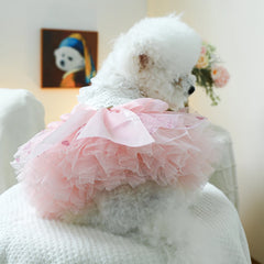 1PC Pet Clothing Spring and Autumn Pink Heart Puff Skirt Wedding Dress Princess Dress Suitable for Small and Medium sized Dogs
