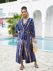 Long Tie-Dye Kimono Cover-Up – Open Front Beachwear for Women