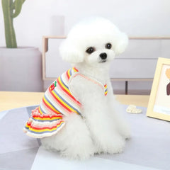 Striped Ruffle Pet Dress – Sweet Summer Vest Outfit for Small Dogs & Cats