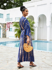 Long Tie-Dye Kimono Cover-Up – Open Front Beachwear for Women