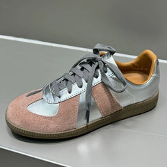 AUTUSPIN 17 Colors Women Training Sport Shoes Summer Autumn Fashion Sewing Ladies Lace-up Sneakers Contrast Casual Flats Female