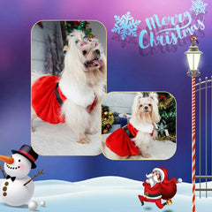 Christmas Pet Dress 🎄 Red Princess Outfit for Small Dogs & Cats