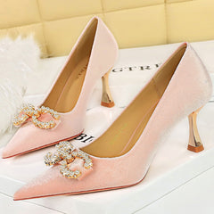 Luxury Women 7cm High Heels Wedding Replica Pumps Lady Luxury Designer Metal Chain Buckle High Heels Stiletto Women Dress Shoes