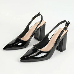 Women's Slingback Closed Toe Block Chunky Low Heel Pumps Office Wedding Party Dress Shoes