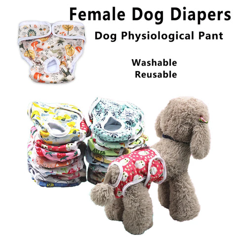 Washable Female Dog Diapers 🐾 Adjustable Reusable Pet Period Panties (1–3 pcs)