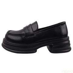 Thick-Soled Mary Jane Loafers – Non-Slip Leather JK & Lolita Shoes