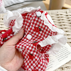 Strawberry Plaid Dress for Small Dogs & Cats