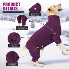 Windproof Fleece Dog Jumpsuit – Warm High Collar 4-Leg Winter Outfit for Large Dogs