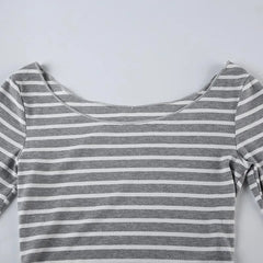 Women’s Japanese Stripe Long Sleeve Tee – Slim Off-Shoulder Y2K Top