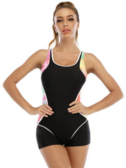 Patchwork Sport One-Piece Swimsuit – Women’s Plus-Size Athletic Swimwear