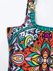 Retro Printed Push-Up One-Piece Swimsuit – Women’s 2025 Sexy Vintage Swimwear