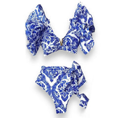 2025 Floral Ruffle Bandage Bikini Set – Women’s Push-Up Two-Piece Swimsuit